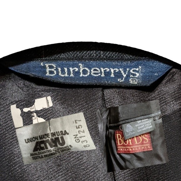 Burberry vintage men's blazer striped wool dark gray FLAW measurements in photos - Picture 3 of 12